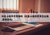 抖音小程序开发难吗（抖音小程序开发怎么做,费用高吗）