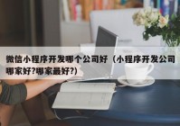 微信小程序开发哪个公司好（小程序开发公司哪家好?哪家最好?）