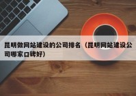 昆明做网站建设的公司排名（昆明网站建设公司哪家口碑好）