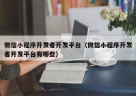 微信小程序开发者开发平台（微信小程序开发者开发平台有哪些）