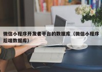 微信小程序开发者平台的数据库（微信小程序后端数据库）