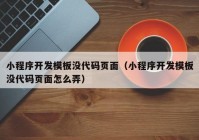 小程序开发模板没代码页面（小程序开发模板没代码页面怎么弄）