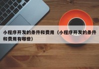 小程序开发的条件和费用（小程序开发的条件和费用有哪些）