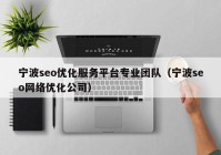 宁波seo优化服务平台专业团队（宁波seo网络优化公司）