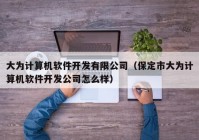 大为计算机软件开发有限公司（保定市大为计算机软件开发公司怎么样）