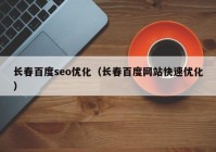 长春百度seo优化（长春百度网站快速优化）