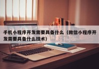 手机小程序开发需要具备什么（微信小程序开发需要具备什么技术）