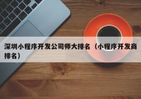 深圳小程序开发公司师大排名（小程序开发商排名）