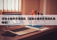 深圳小程序开发团队（深圳小程序开发团队有哪些）