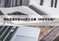 烟台正规抖音seo优化方案（抖音优化推广）