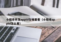 小程序开发appid在哪里看（小程序appid怎么看）